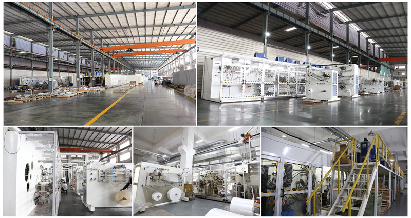 Production workshop for full servo sanitary pad making machines